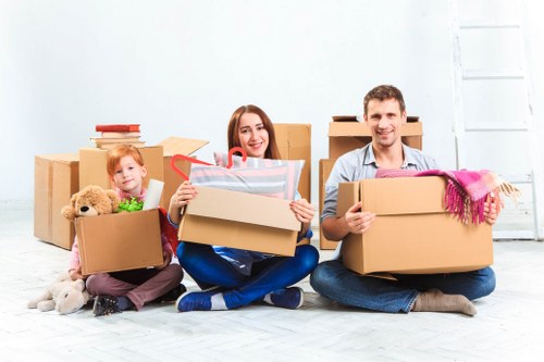 Commercial relocation preparation for office removals in Newsouthgate with labeled equipment and furniture